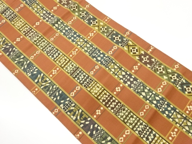 JAPANESE NAGOYA OBI / CHIKUZEN HAKATA / WOVEN GEOMETRIC